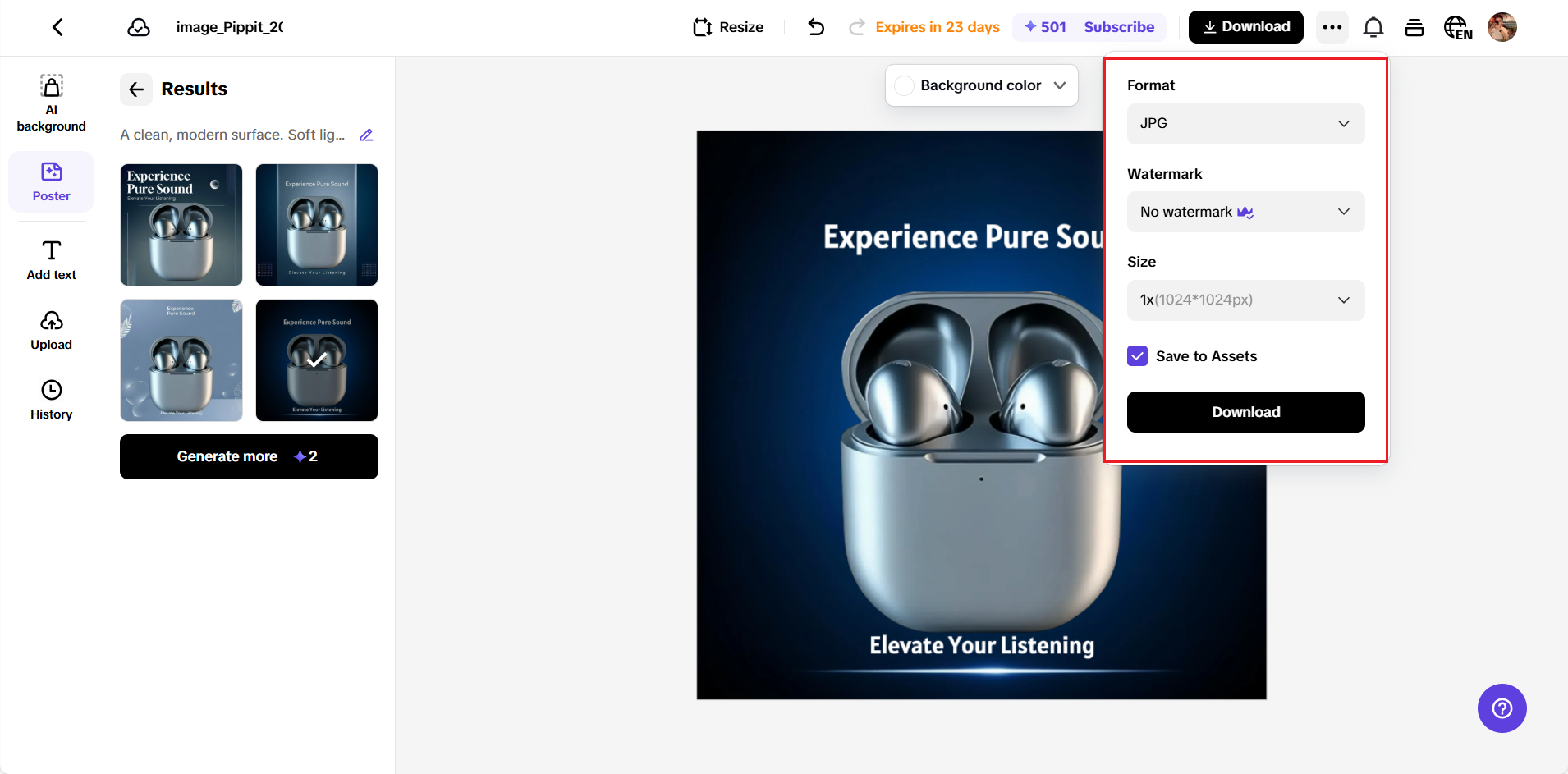 Exporting image to device