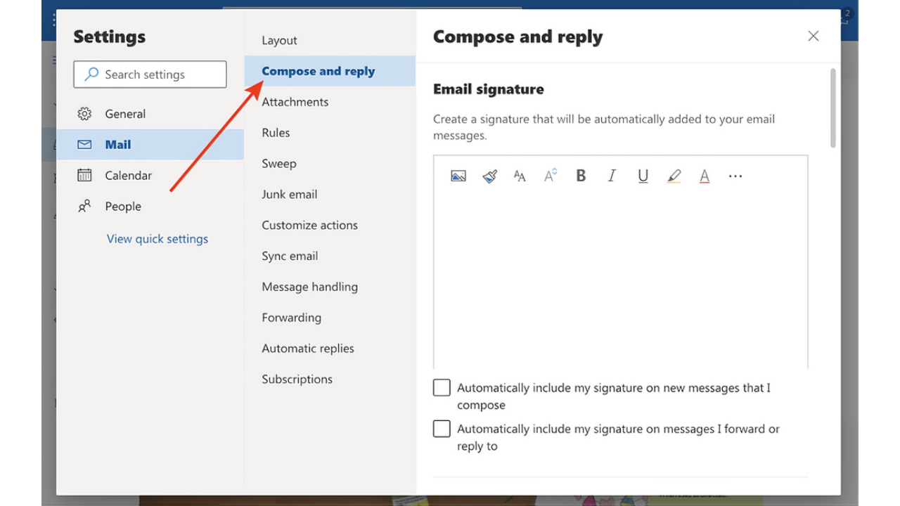 Kopieren und Anwenden der Signatur in Outlook