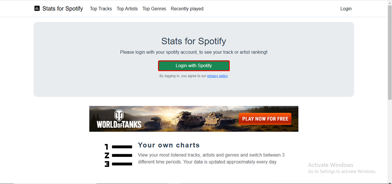 Verwenden eines Tools eines Drittanbieters, um Ihre meistgehörten Songs auf Spotify zu überprüfen