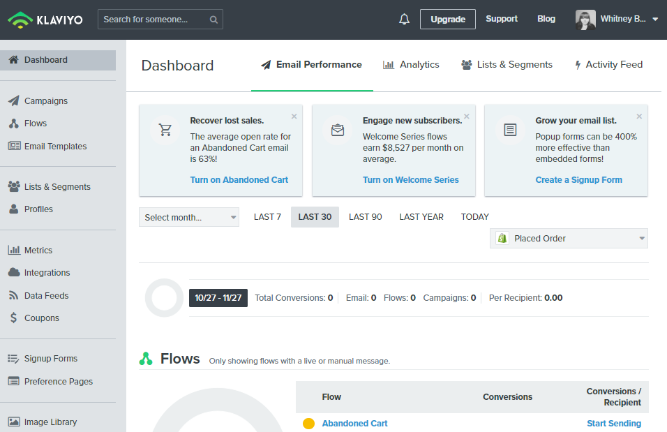 Klaviyo's interface