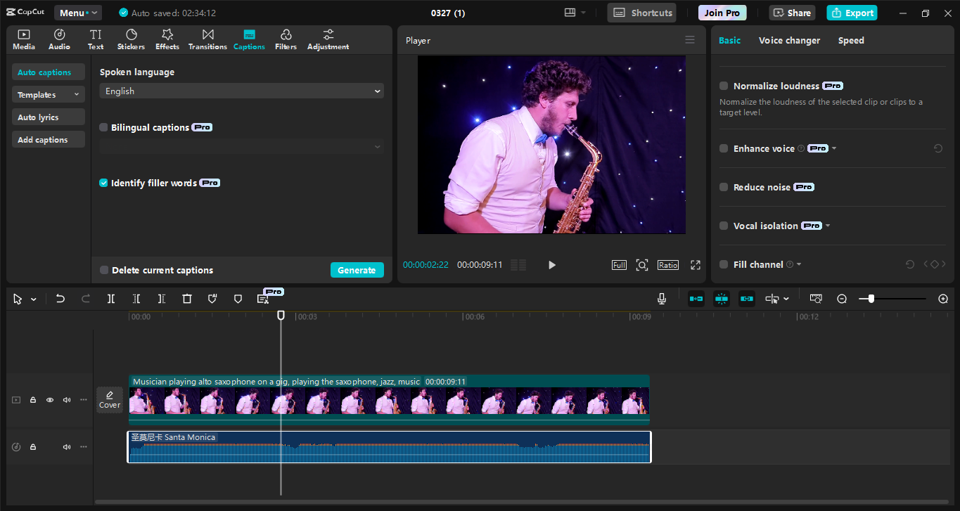 Schnittstelle des CapCut Desktop-Video-Editors