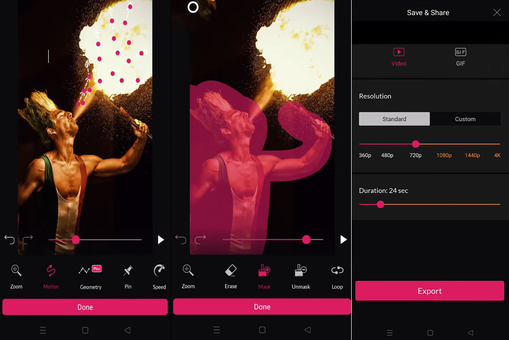 Pixamotion - a mobile app to make animated pictures