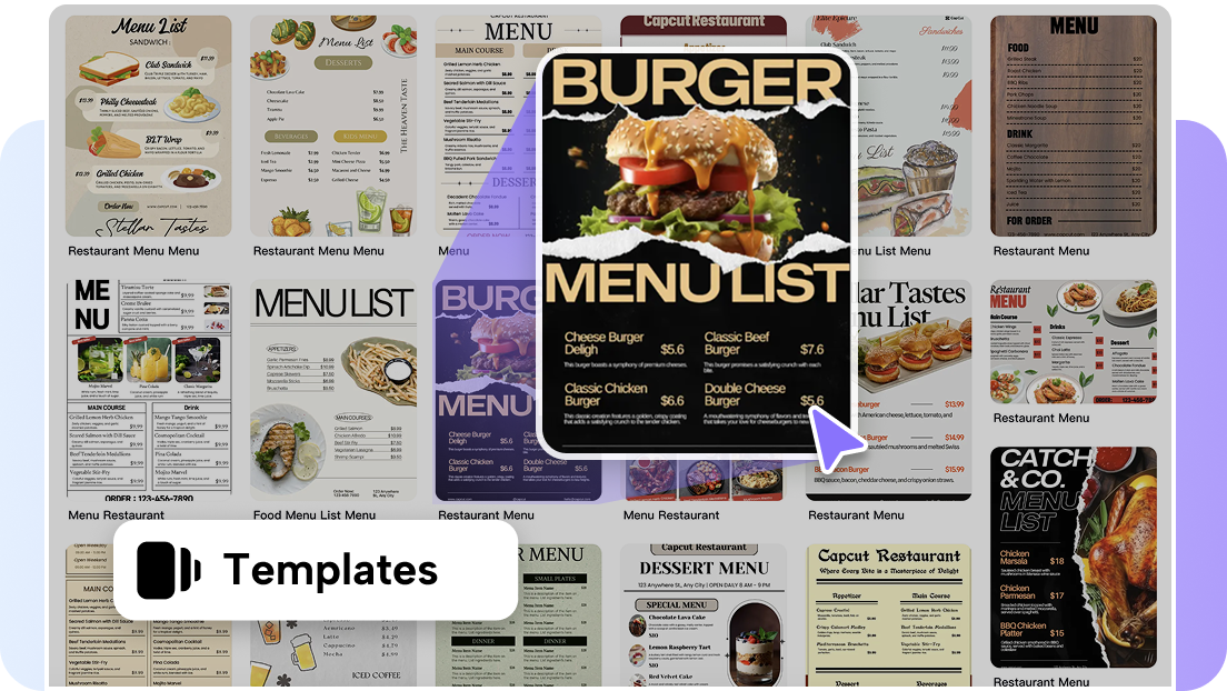 Customizable menu templates