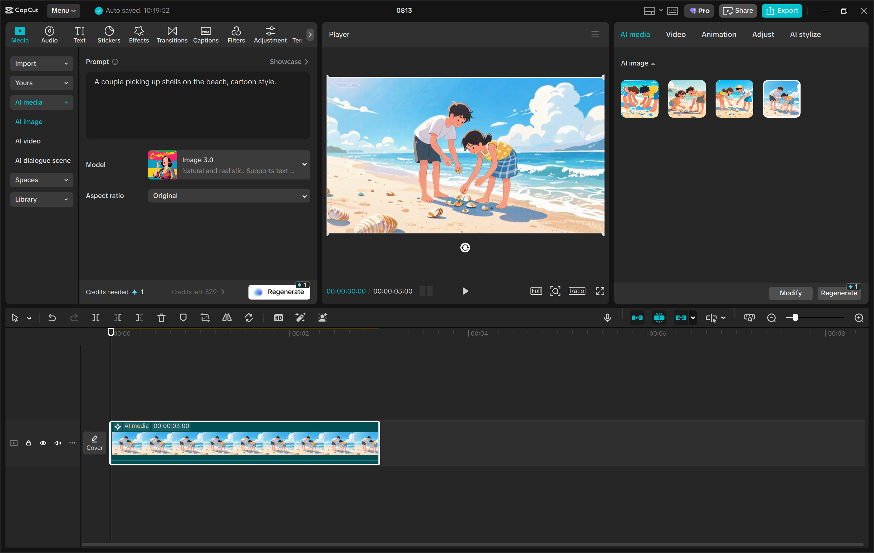 Interface of the CapCut desktop video editor - the best fantasy character image generator