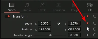 Définissez l'image clé de départ pour zoomer