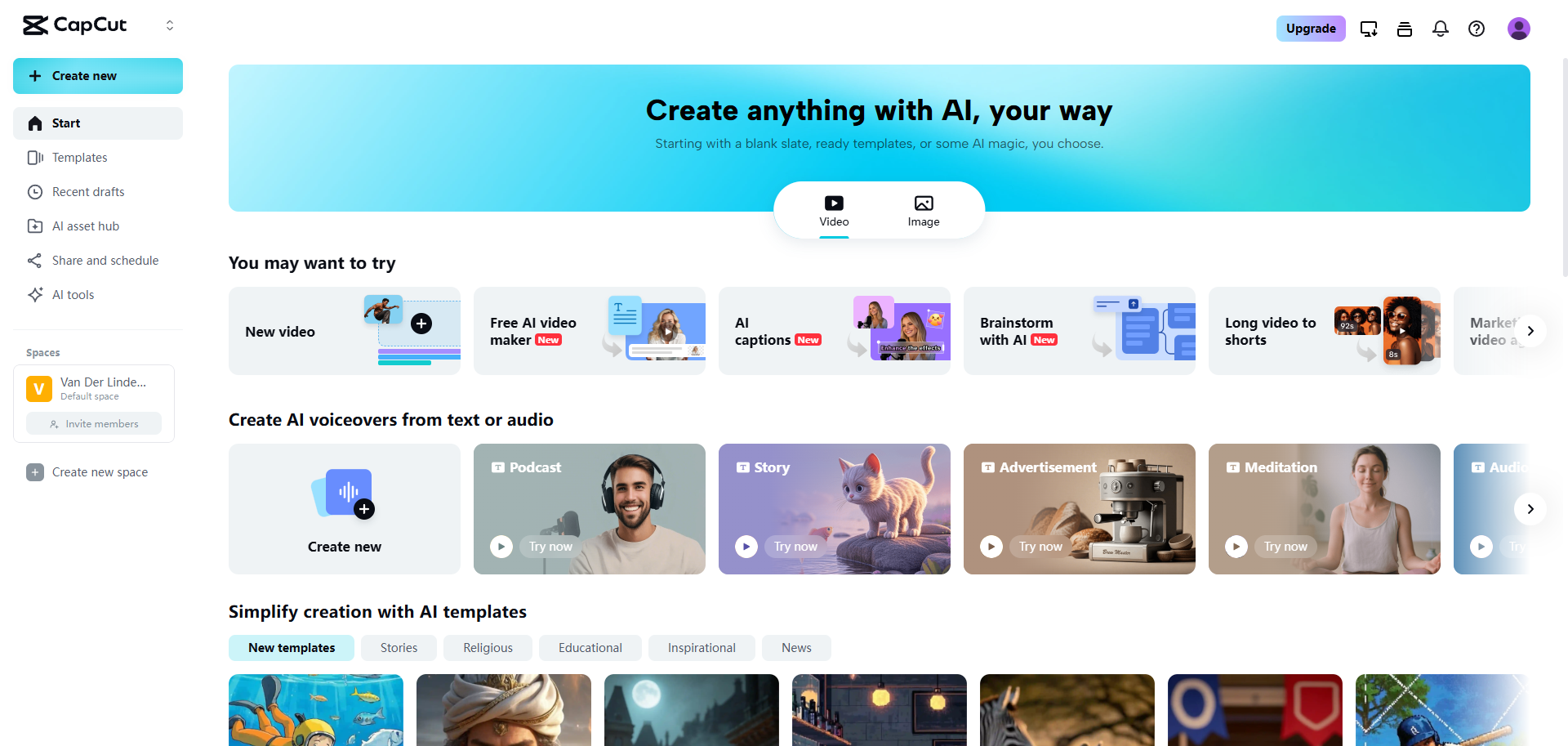 CapCut Web's main interface