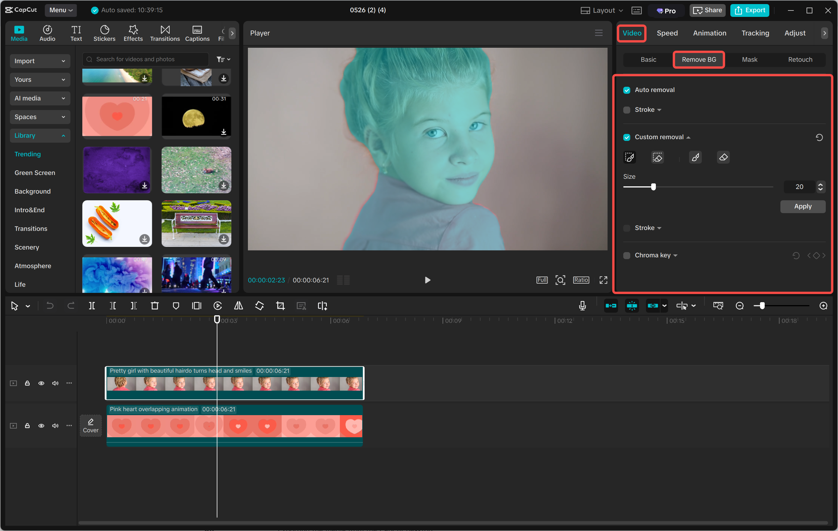 Eliminarea fundalului în editorul video CapCut desktop