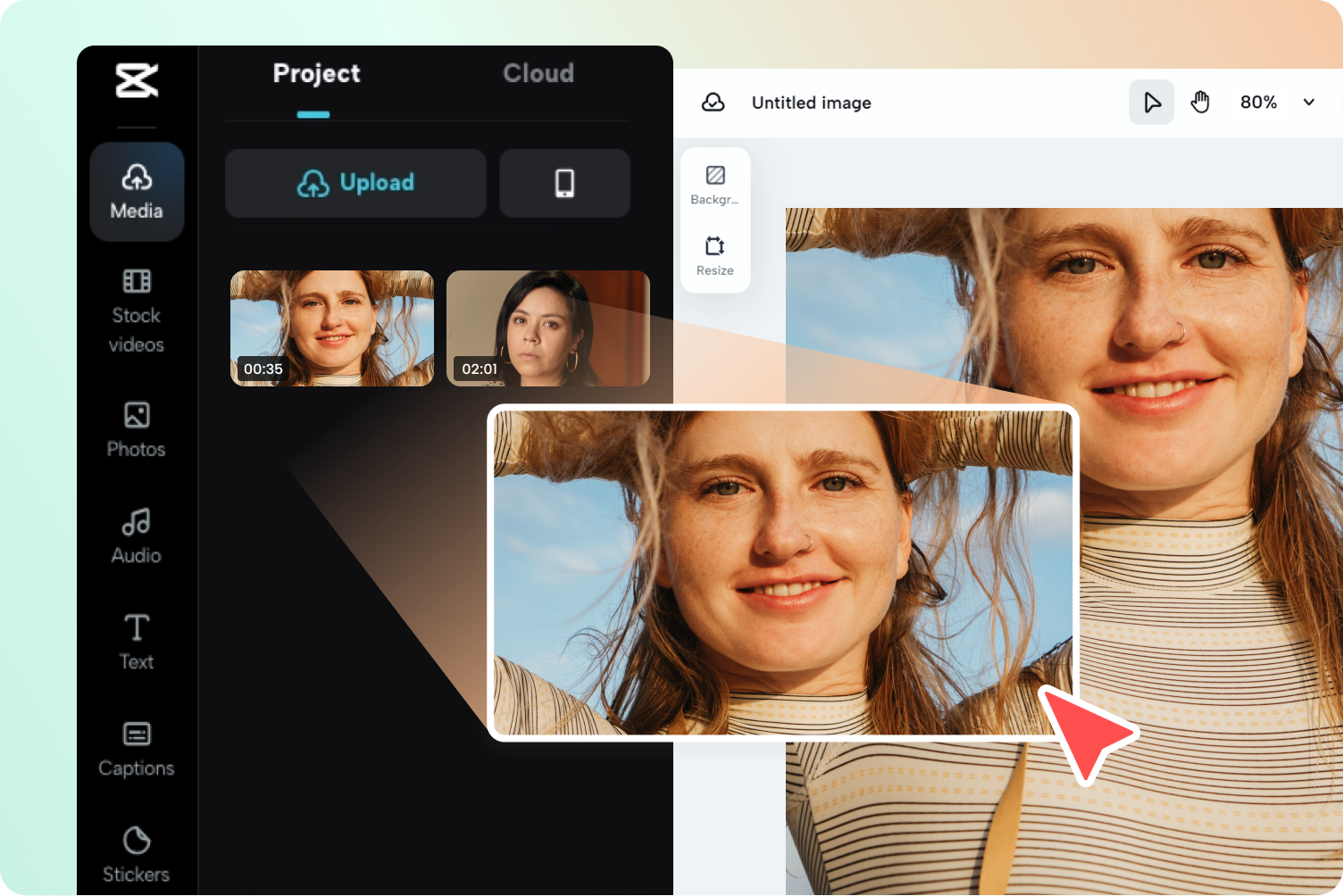Etape 1 : téléverser la photo pour retoucher visage