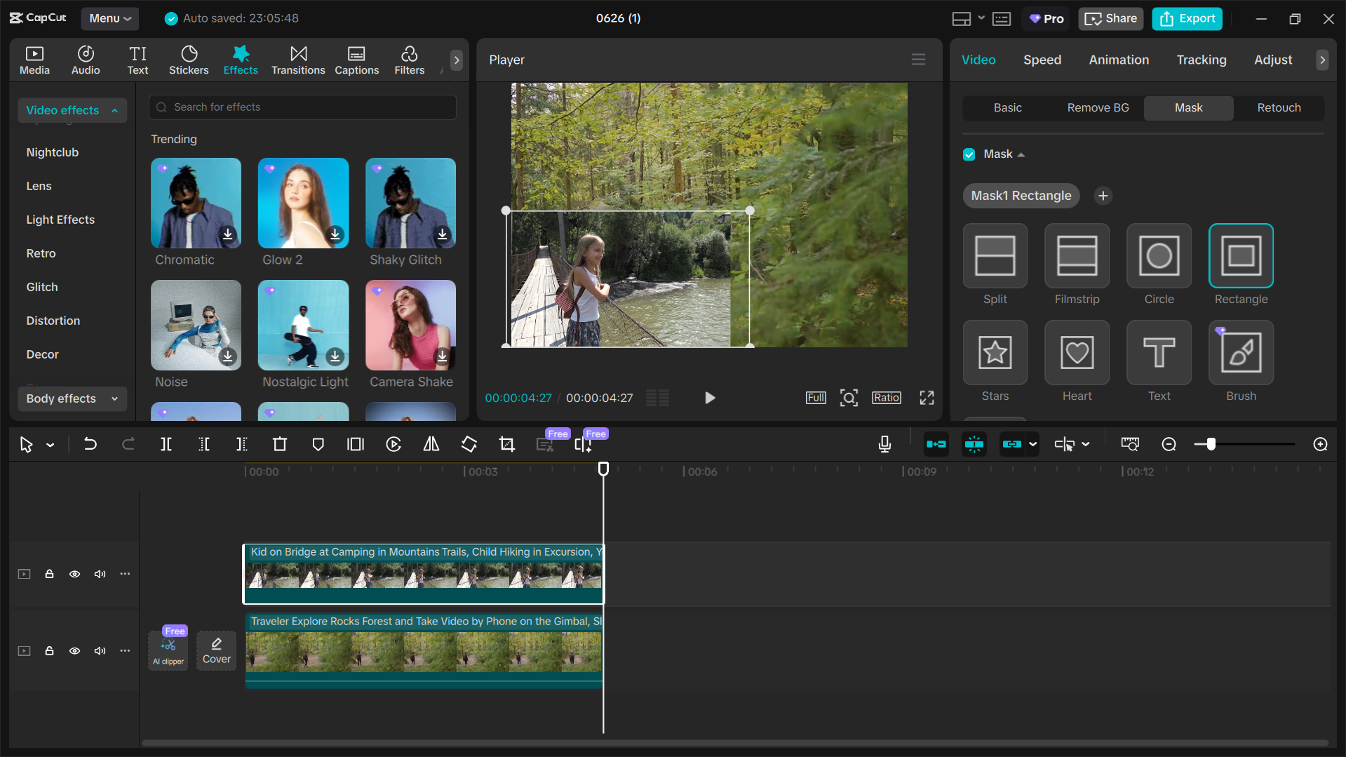 Editing interface of the CapCut desktop video editor - the best tool to add a picture to a picture on PCs