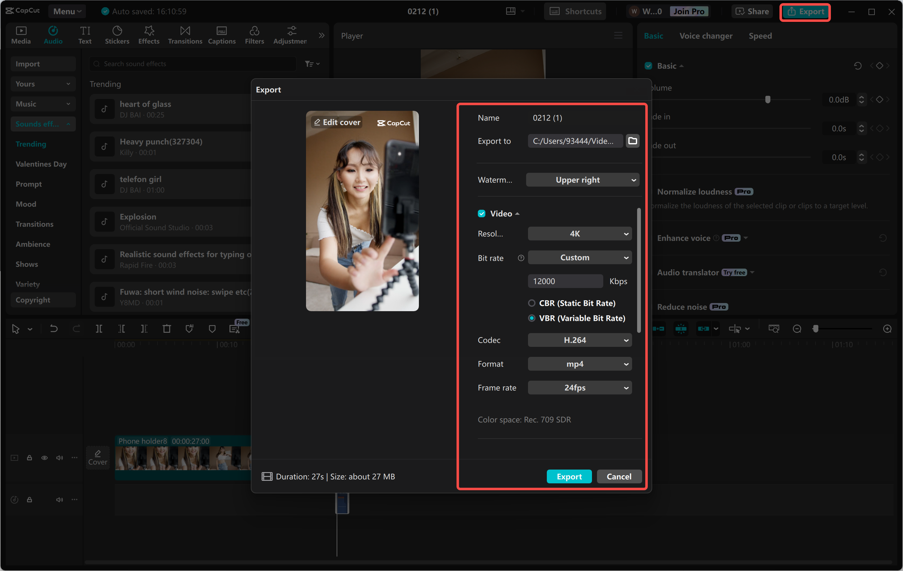Exporting high-quality animated video from the CapCut desktop video editor