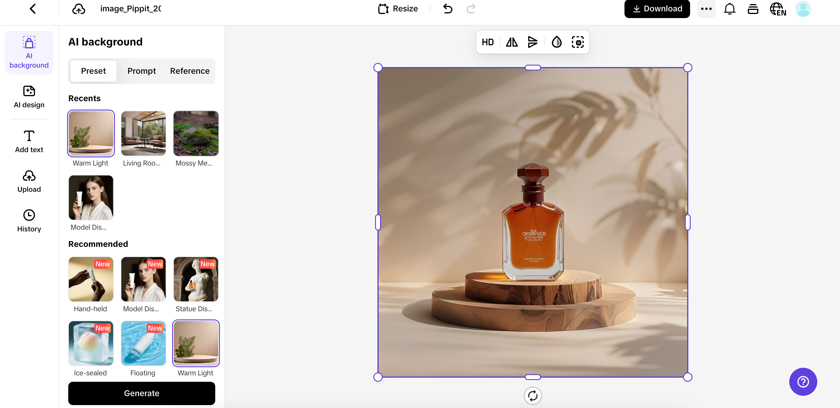 Create background with AI