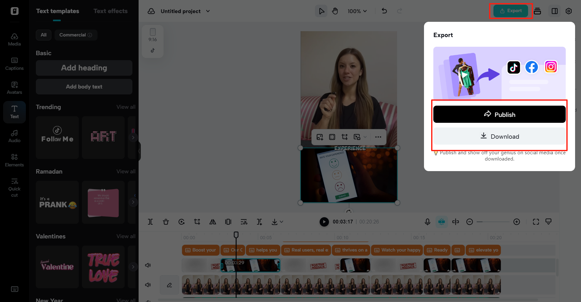 Export final video