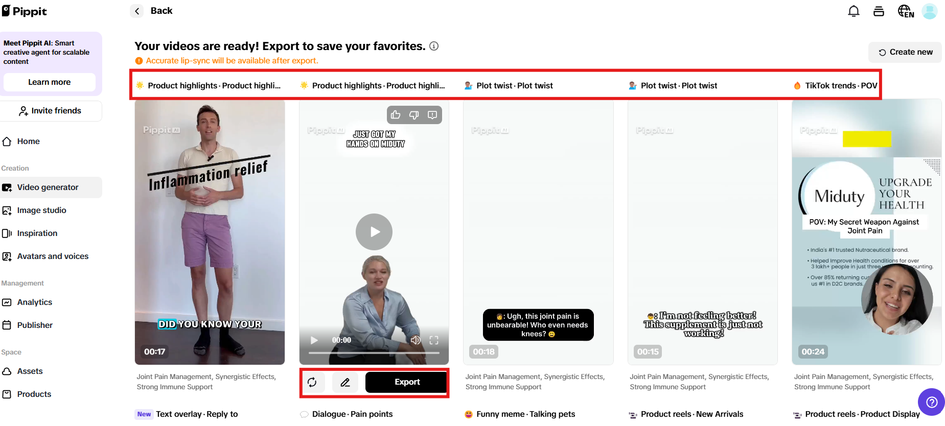 Preview videos and click Quick edit