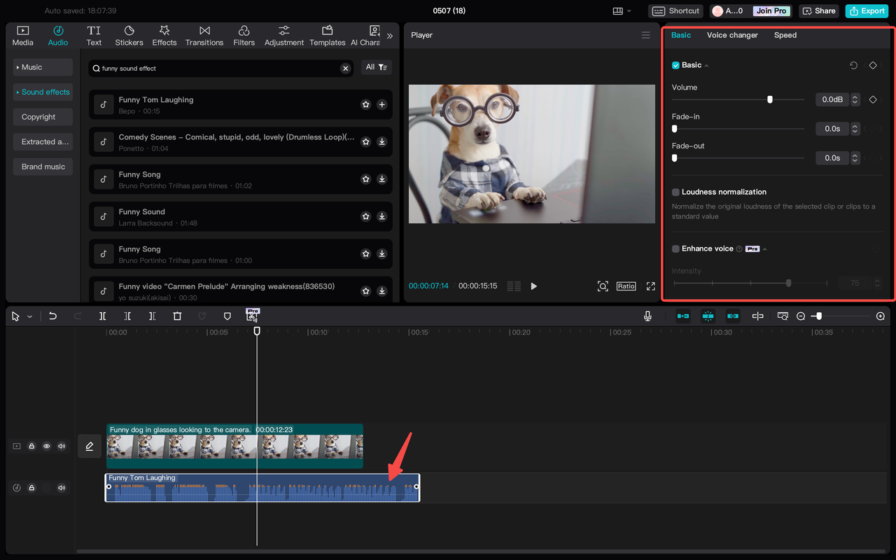 Edit the sound effect