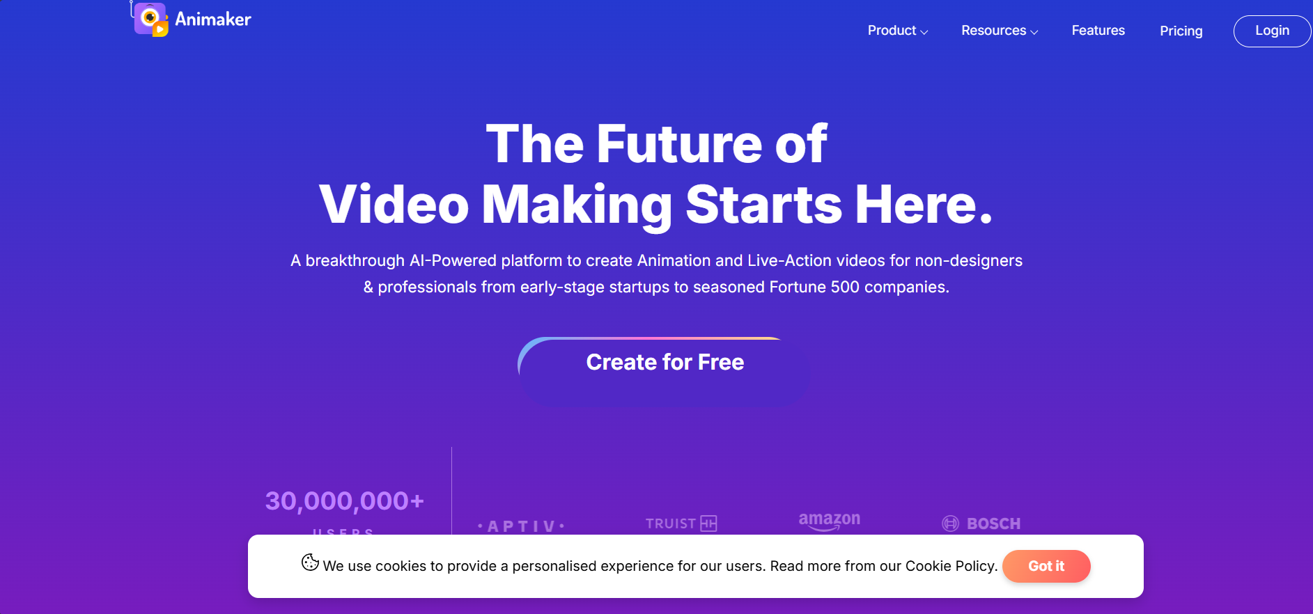 Animaker homepage