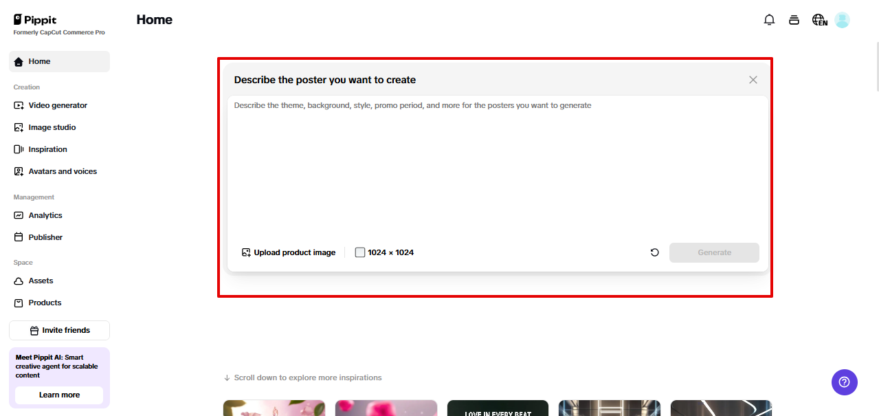 AI poster maker in Pippit