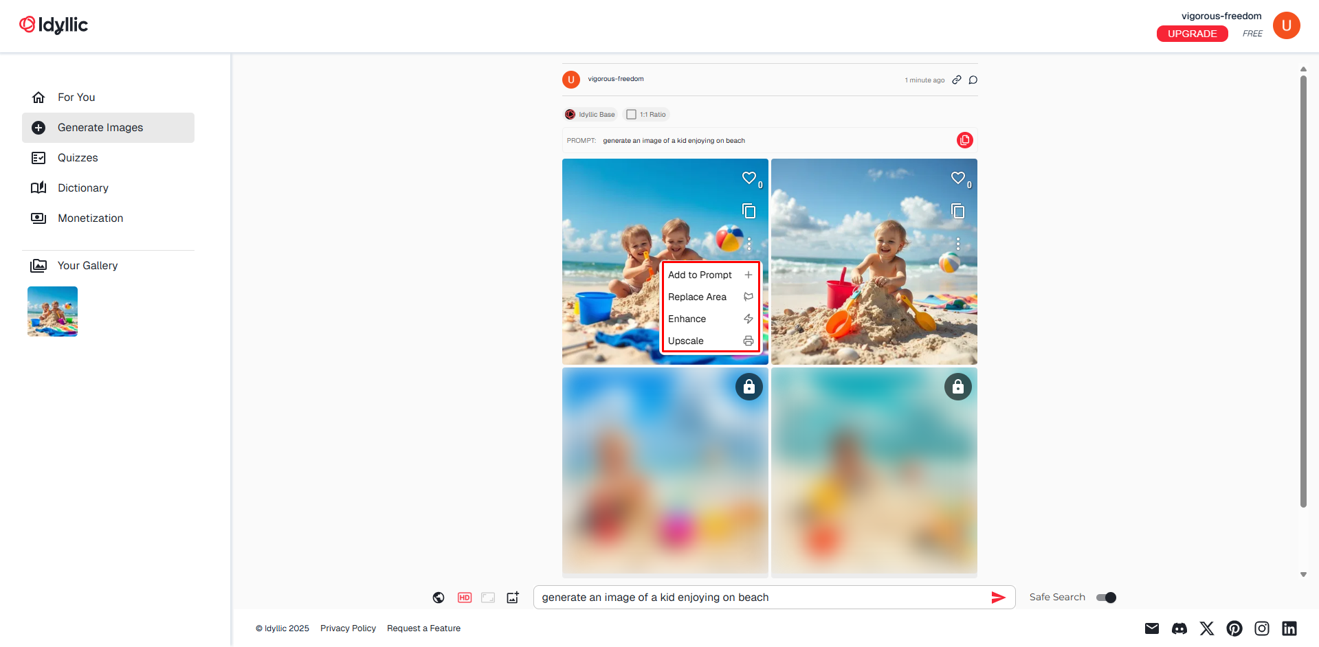Idyllic AI ile oluşturulan görüntüyü özelleştirme