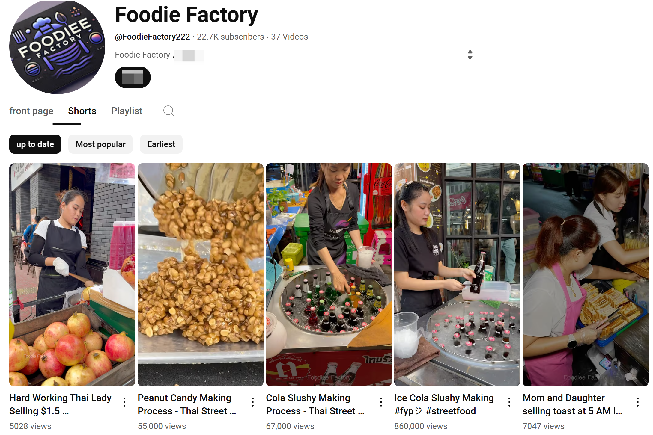Foodie Factory 'nin YouTube yemek şortundaki kanalı