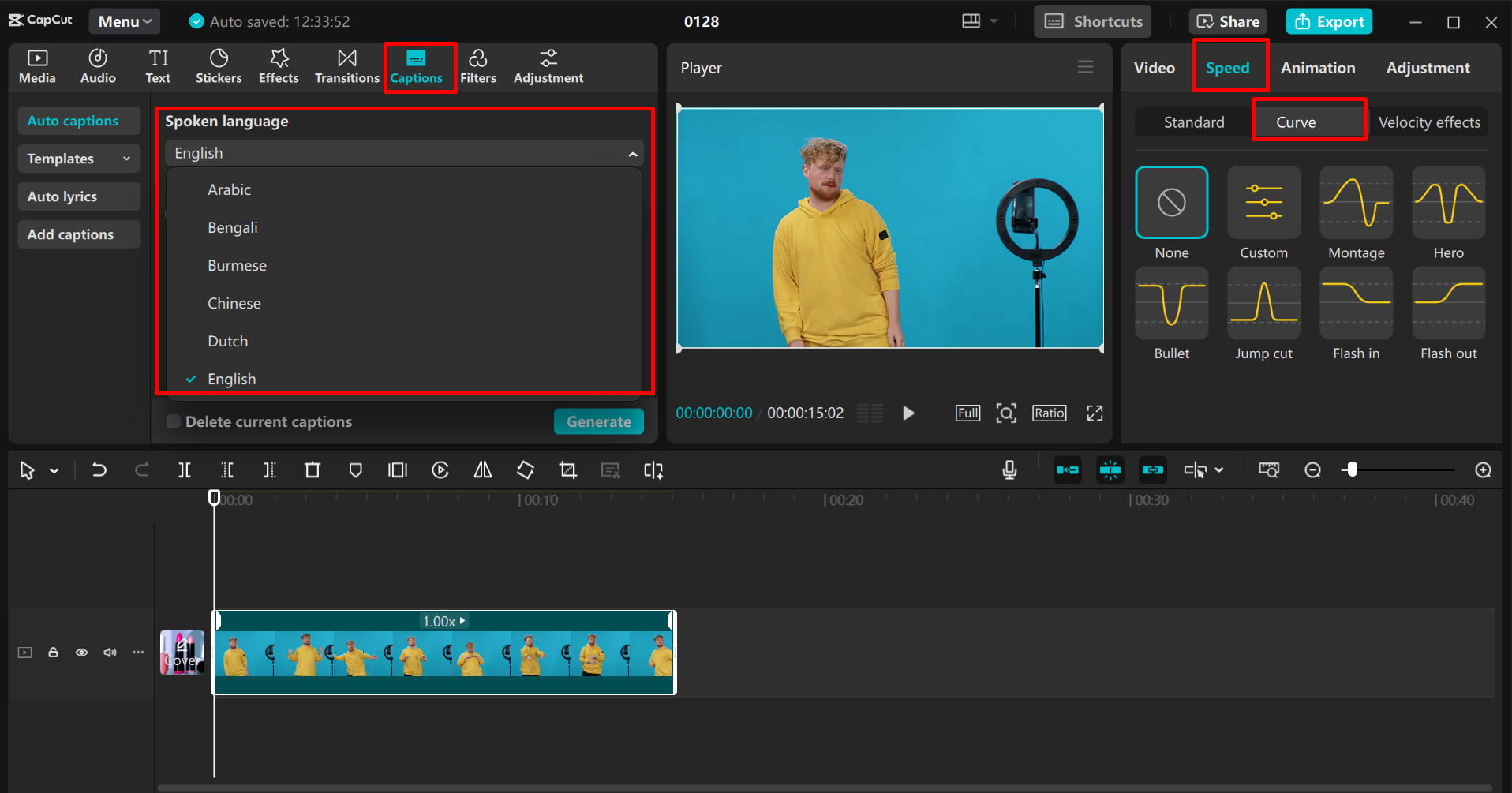 Mengedit video dalam editor video desktop CapCut