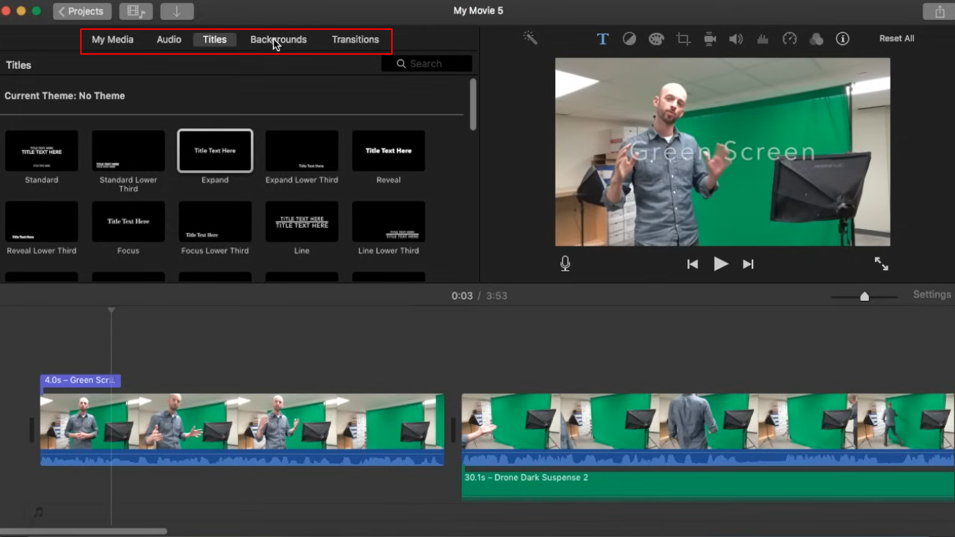 Editing a video with the iMovie video editor
