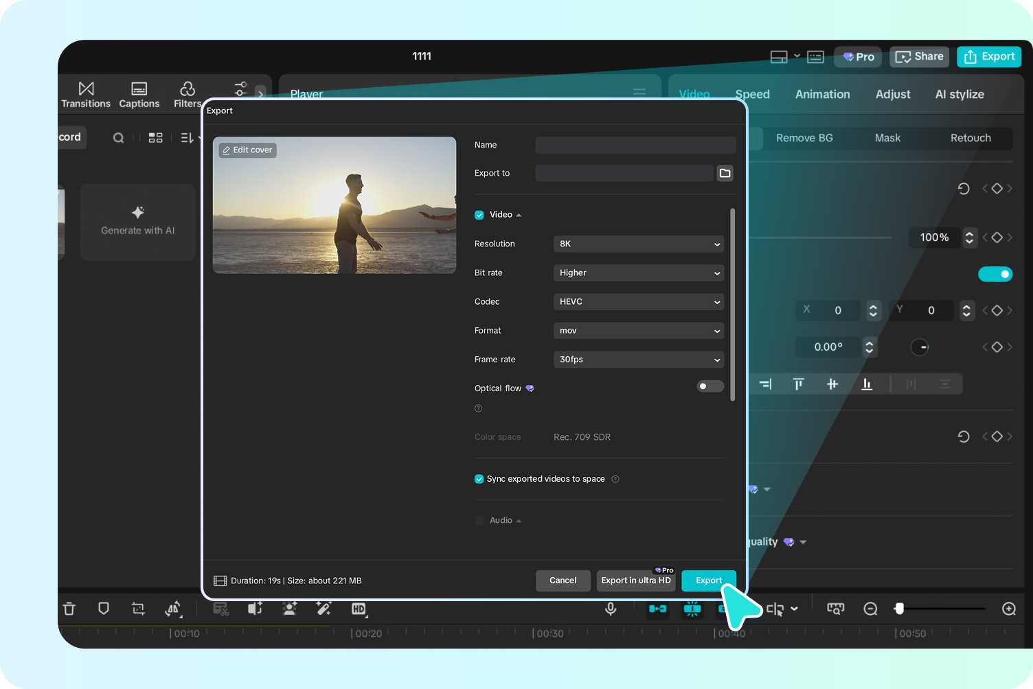  Exporting the final video from the CapCut desktop video editor.