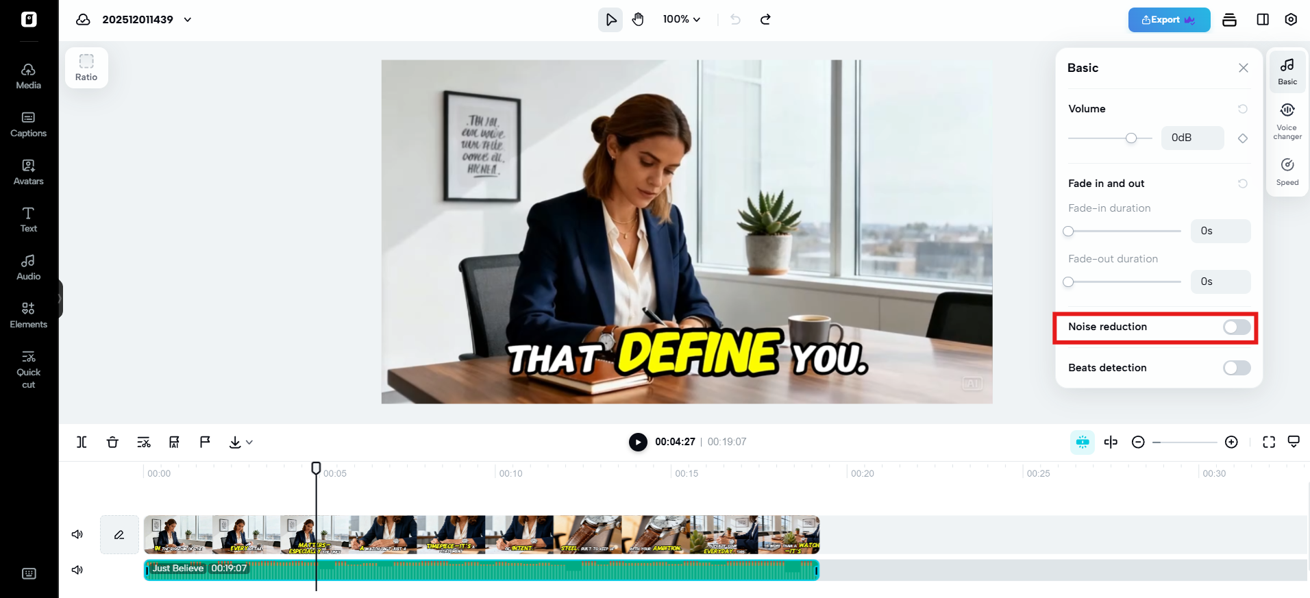 Kohinanvaimennustyökalu