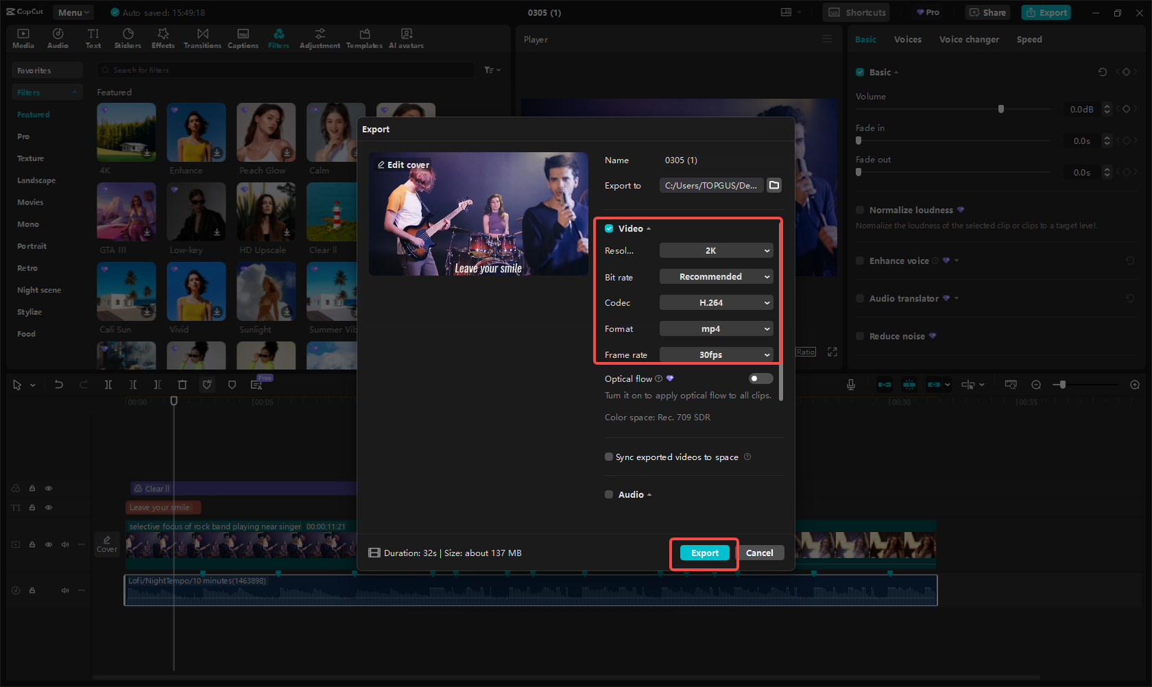 Exporter le clip vidéo