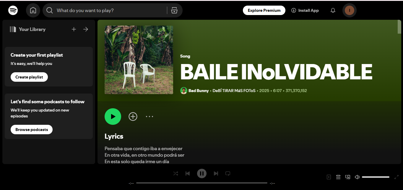 Cover di BAILE INoLVIDABLE - una delle migliori canzoni in streaming su Spotify oggi