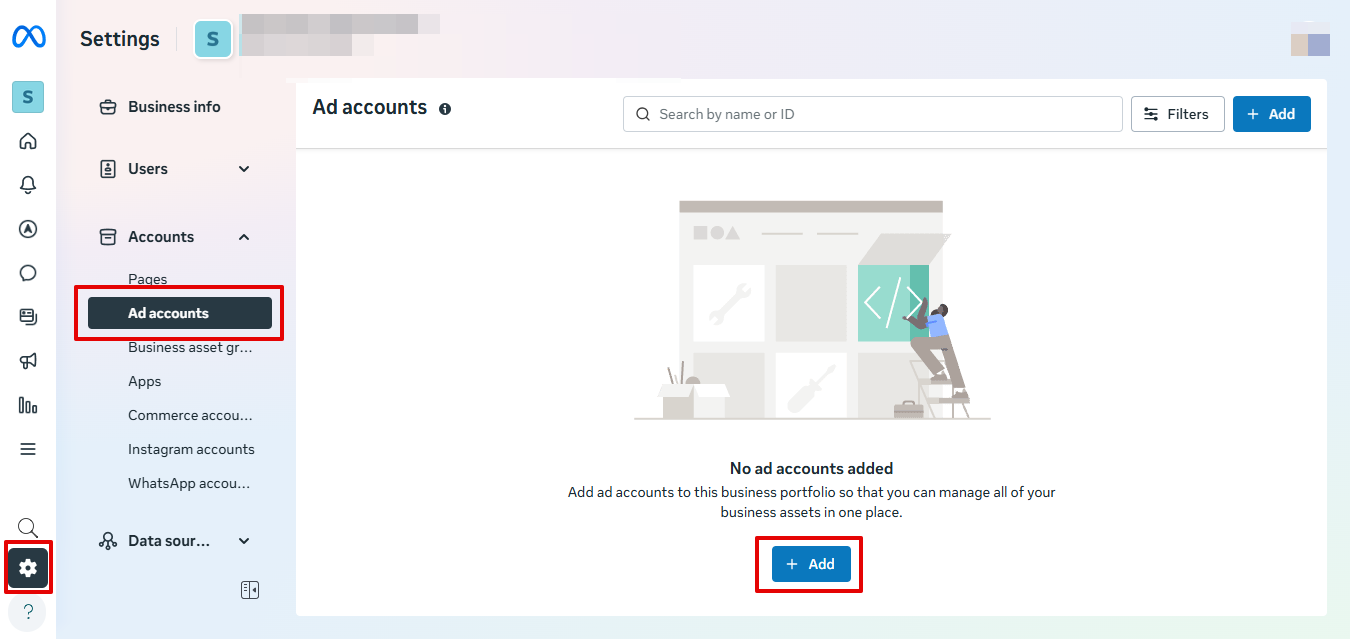 Connecting ad account with Meta Business Suite