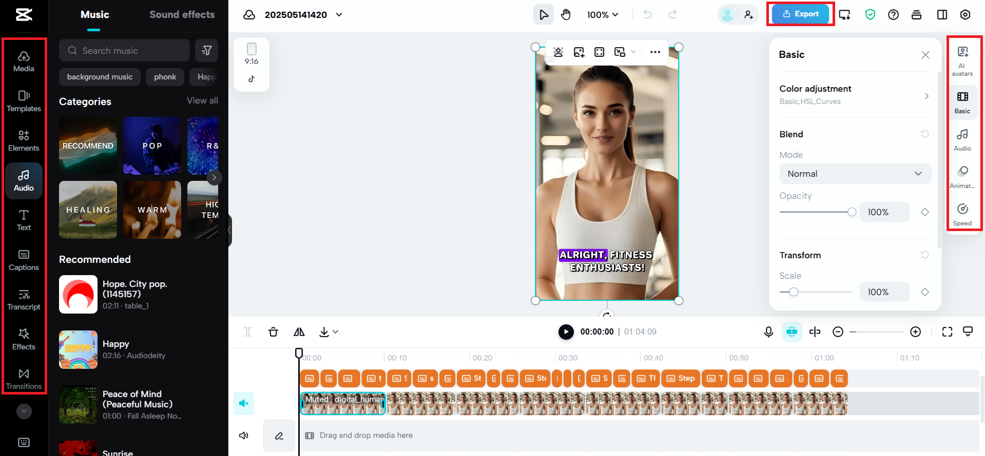 Schermata di modifica di base