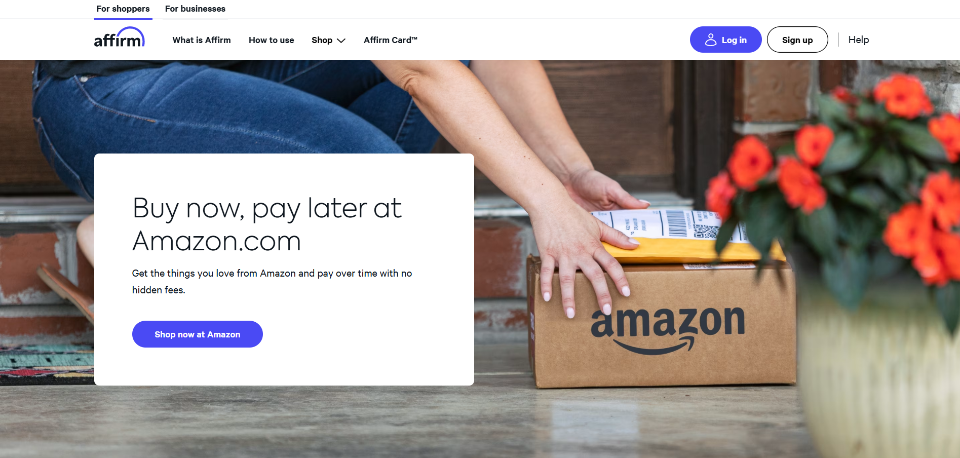 Amazon (via Affirm) homepage
