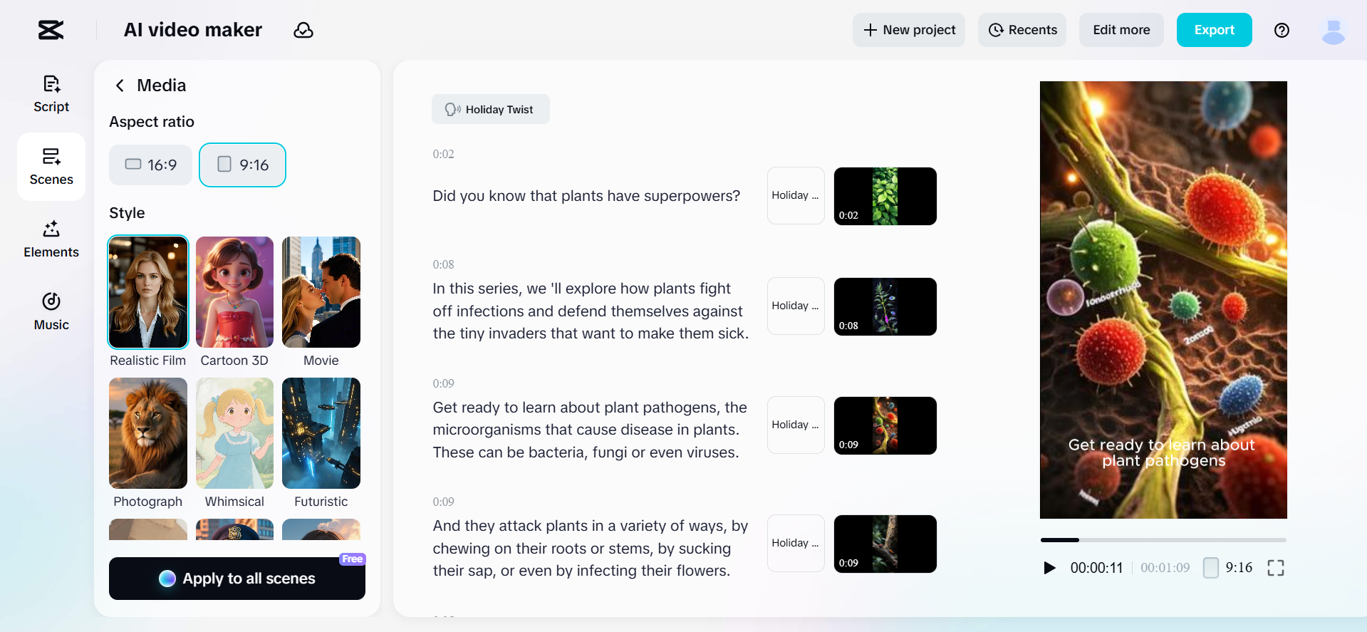 Interface van de CapCut Web - gratis mindmapmaker
