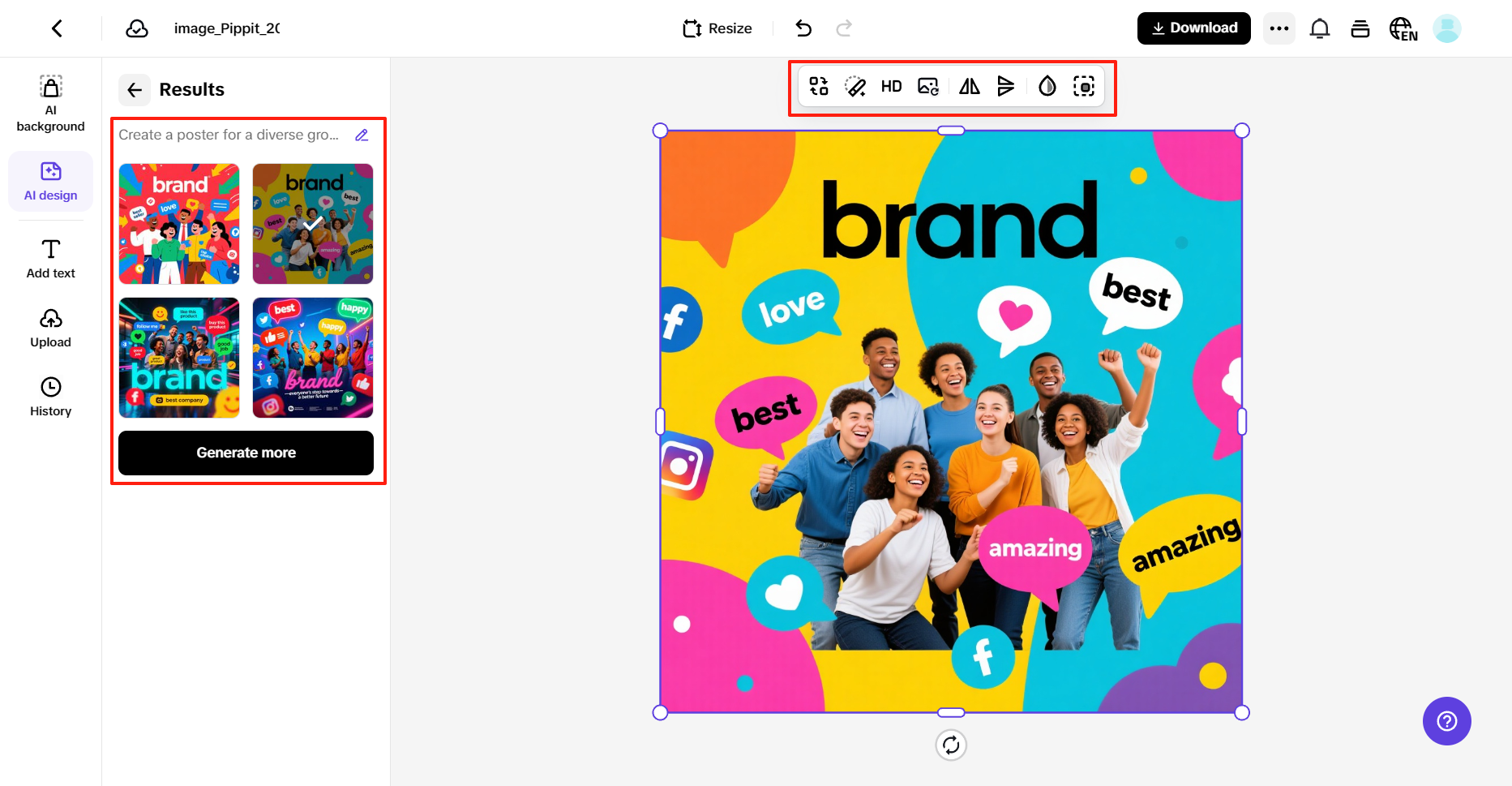 Select and edit your preferred poster