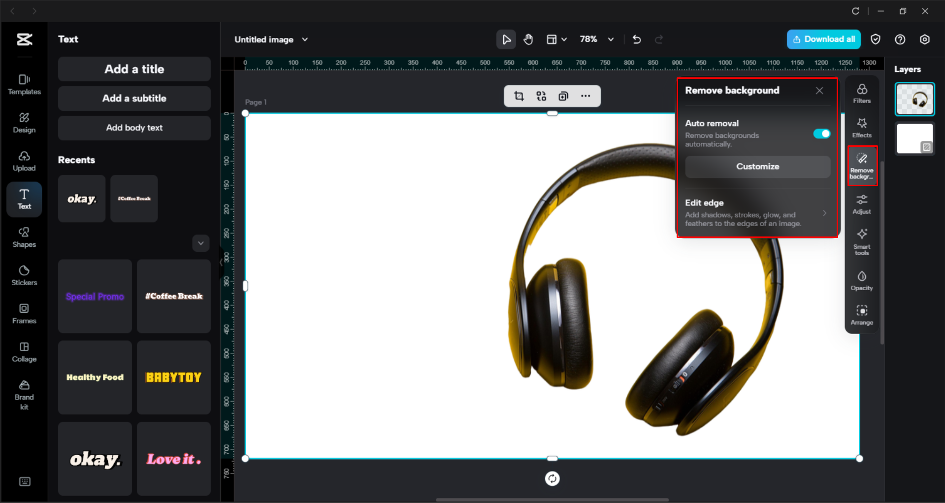 Editing the image background with the CapCut desktop video editor