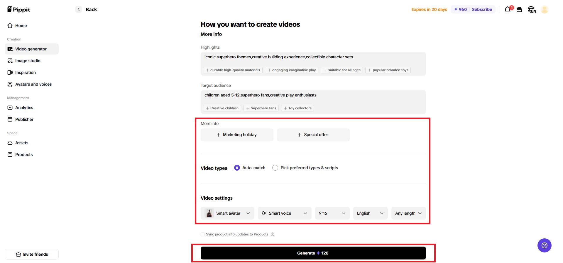 Generate your video