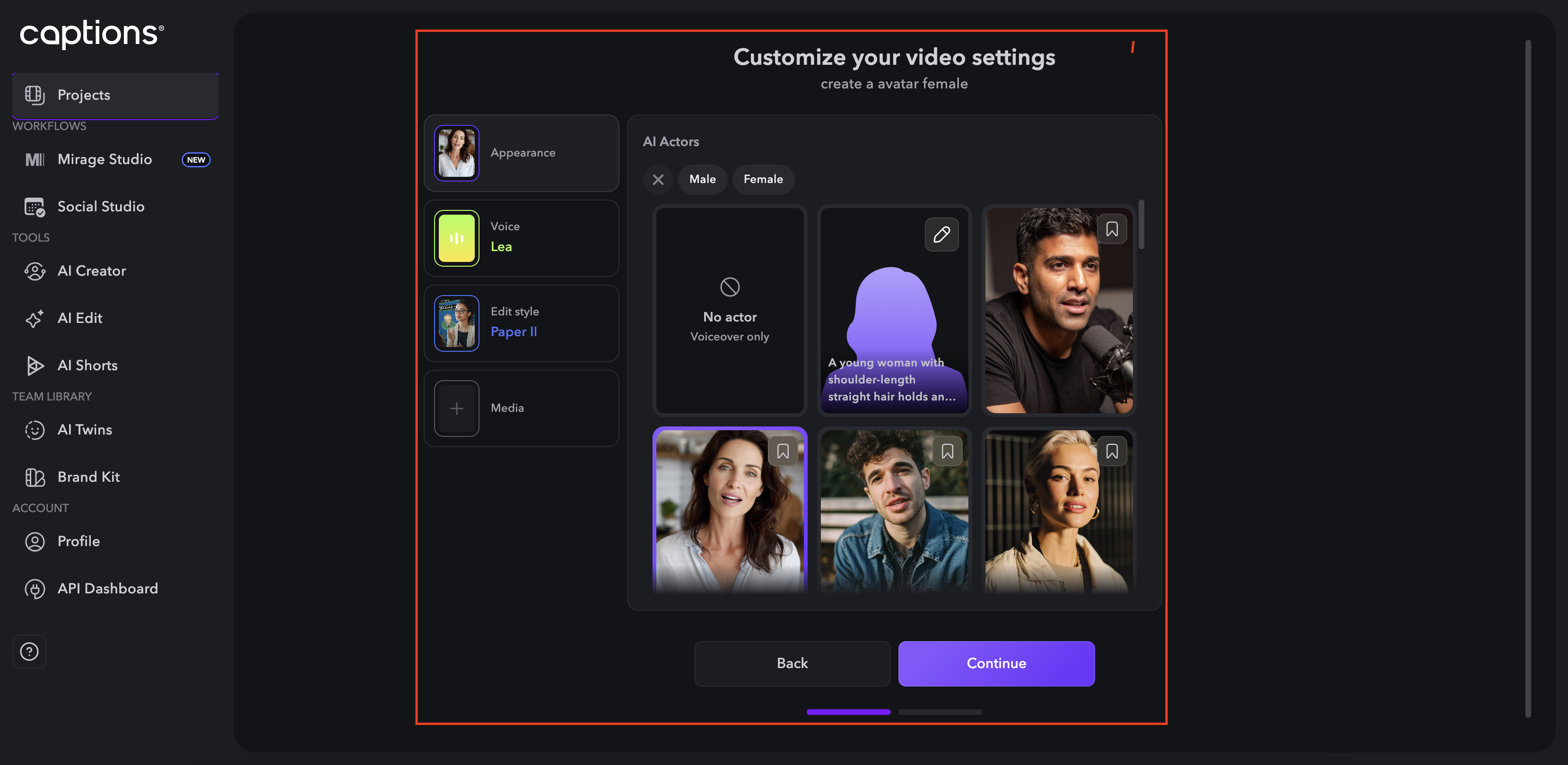 Select avatar style