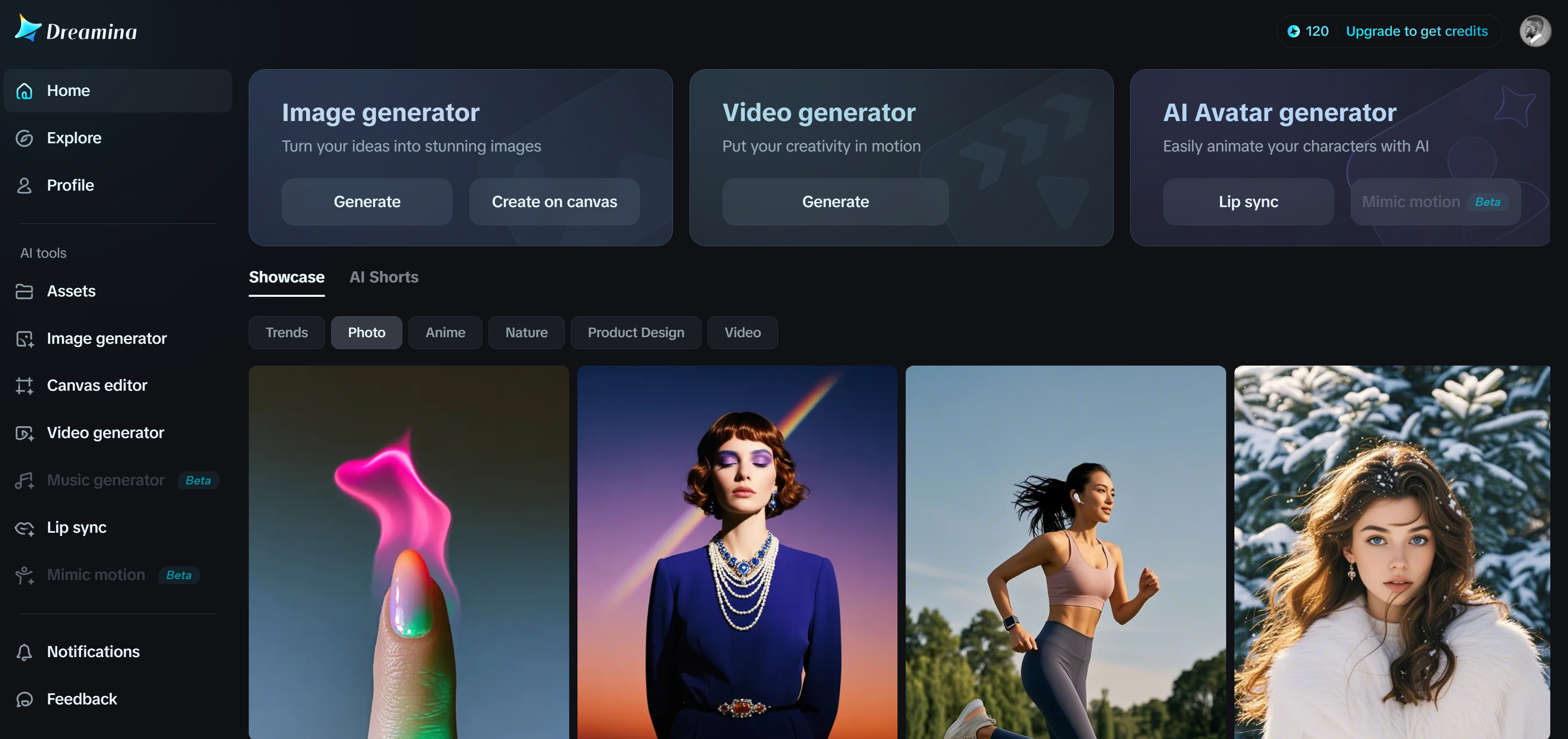 Dreamina homepage