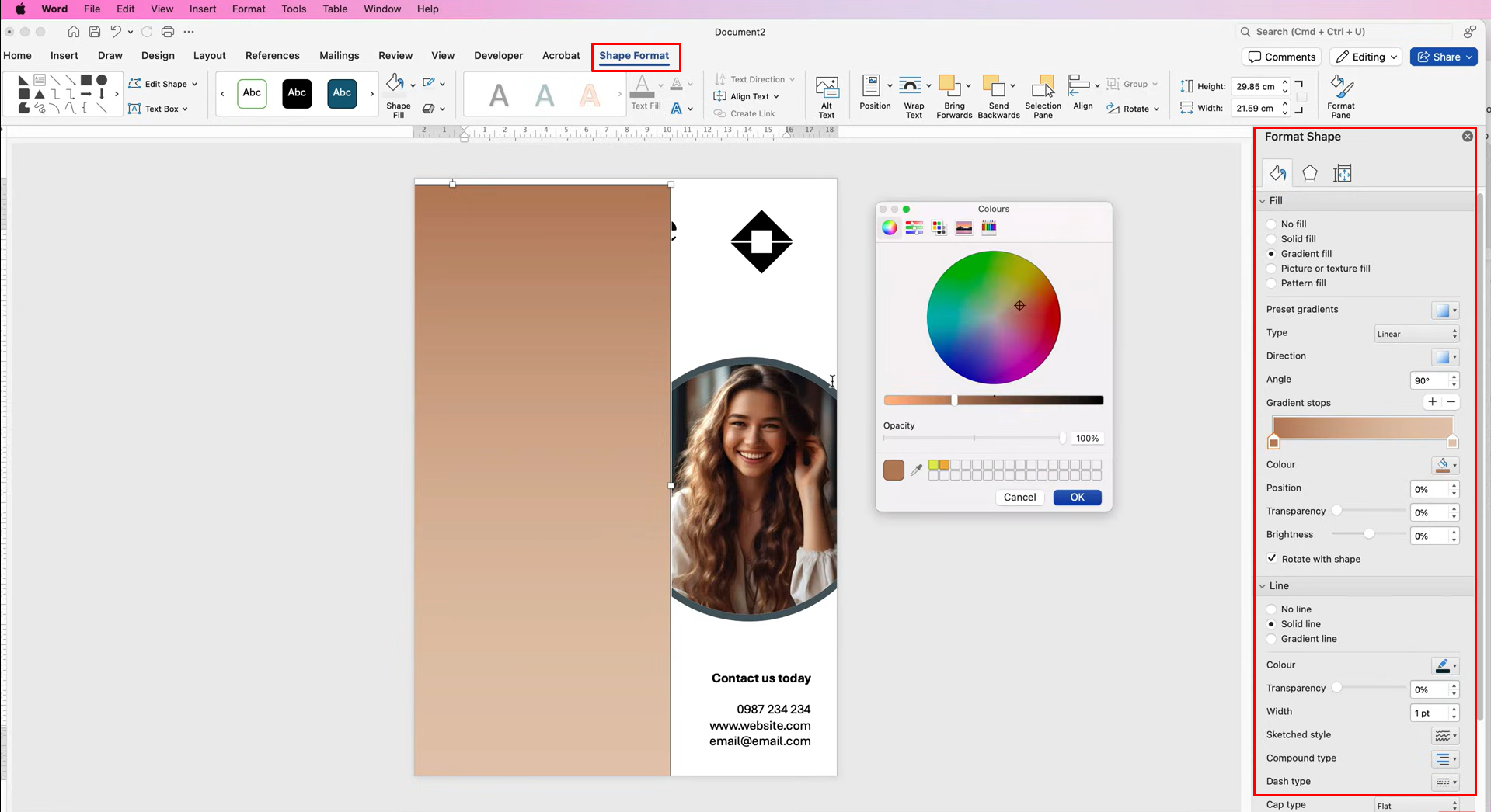 Geschikte vormen kiezen om in een flyer in Word in te voegen