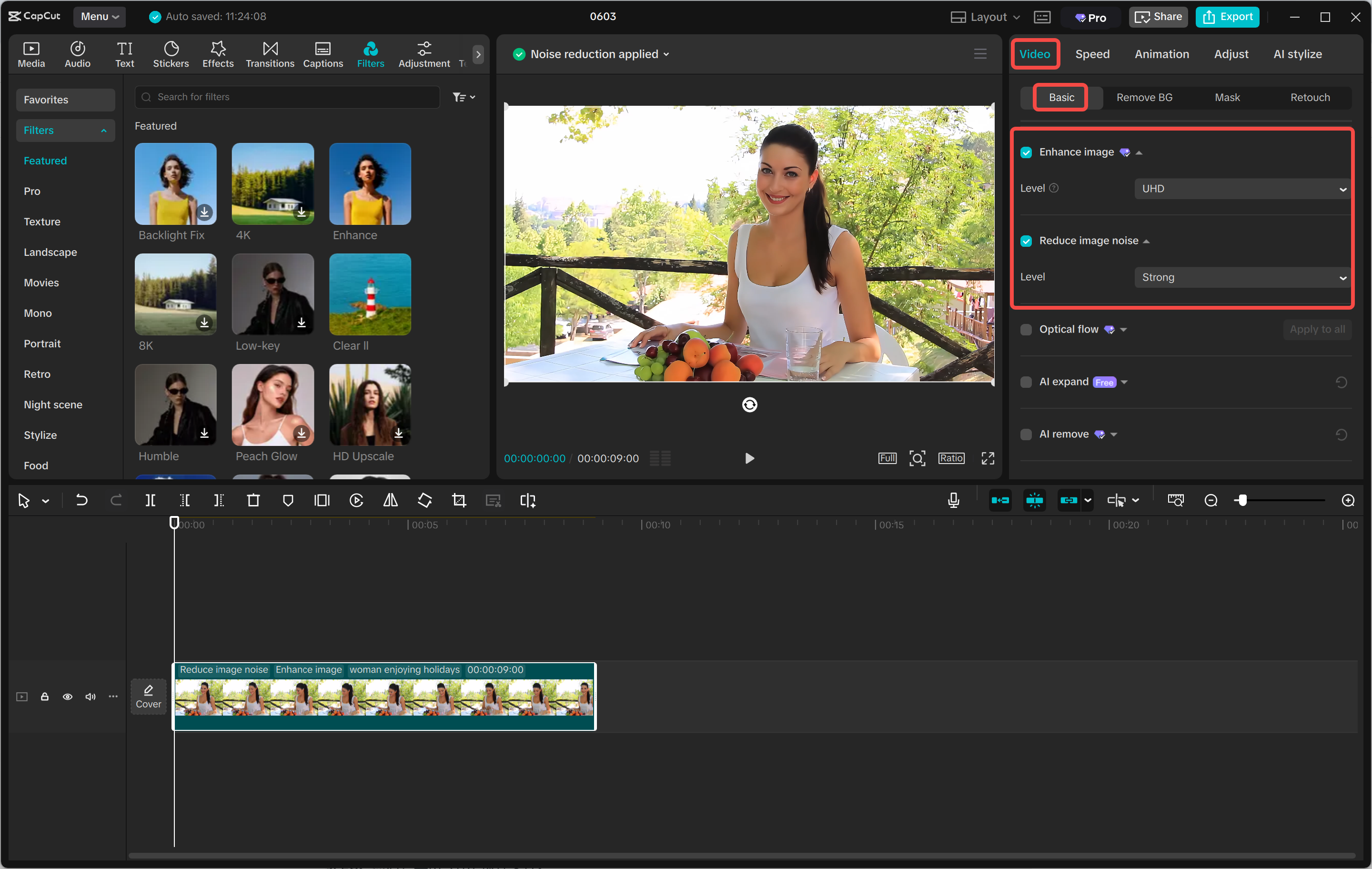 Bearbeiten und Verbessern eines Bildes im CapCut Desktop-Videoeditor