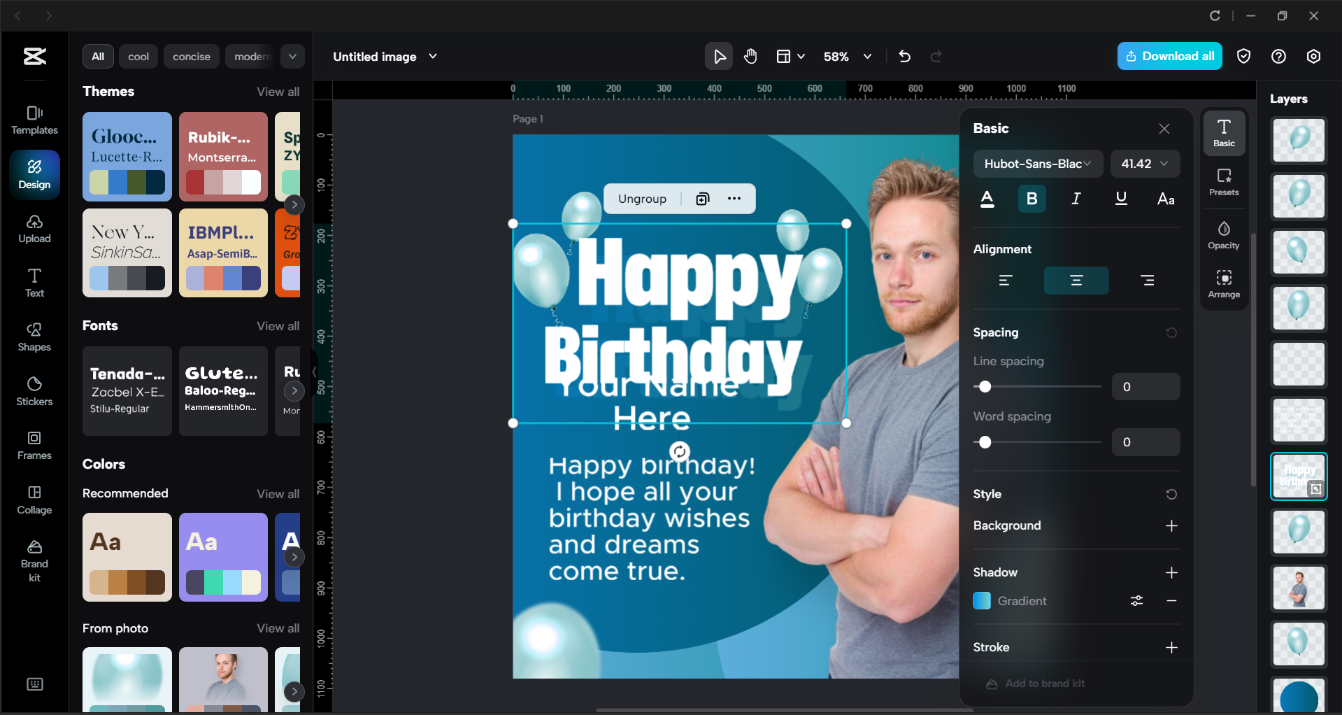 Interfaccia del video editor desktop di CapCut - un ottimo strumento per modificare immagini di sfondi di compleanno