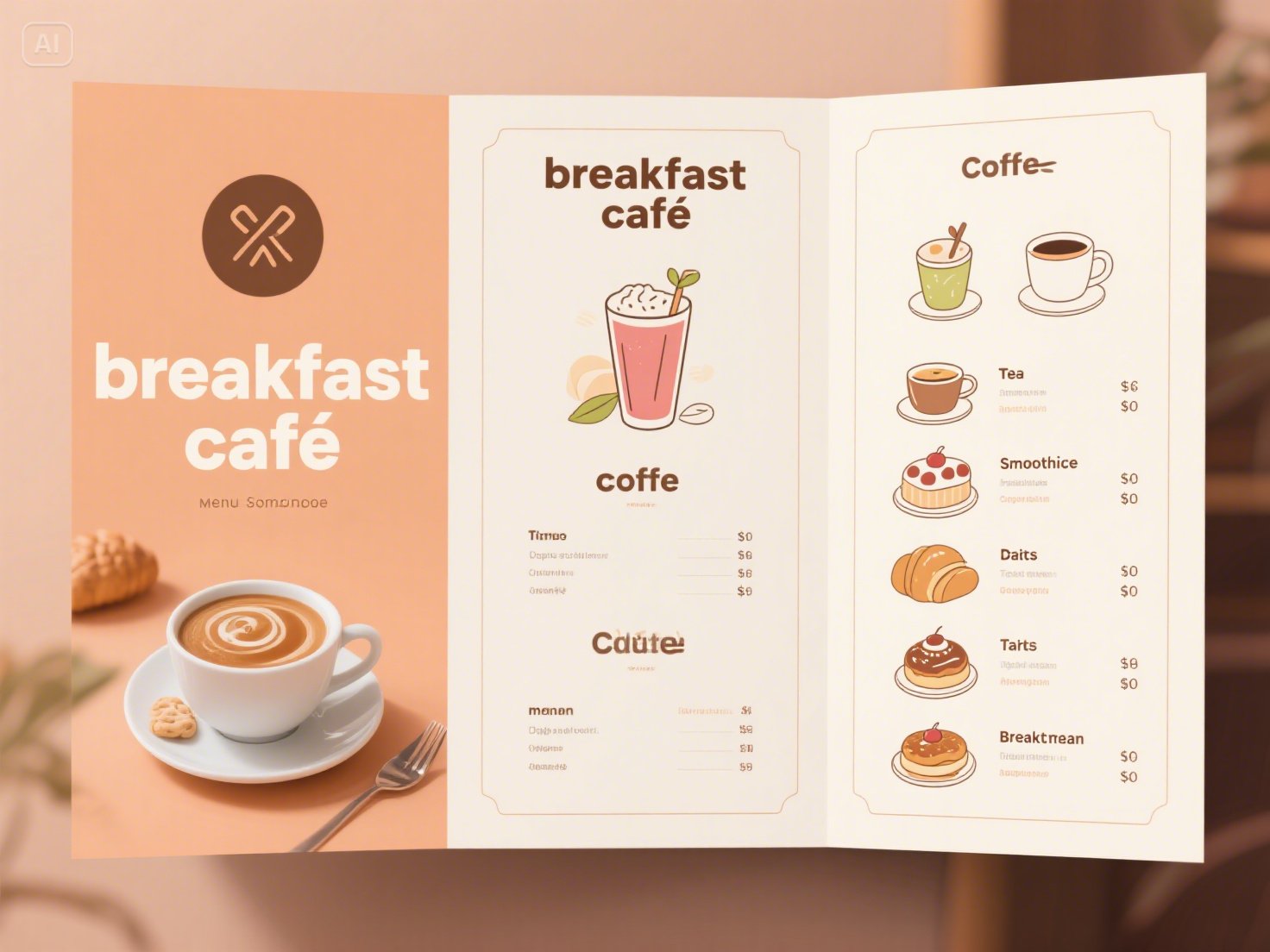 Breakfast cafe menu template
