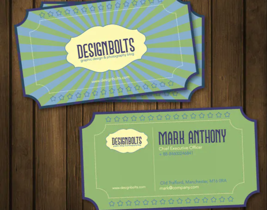 Vintage movie ticket-style business card