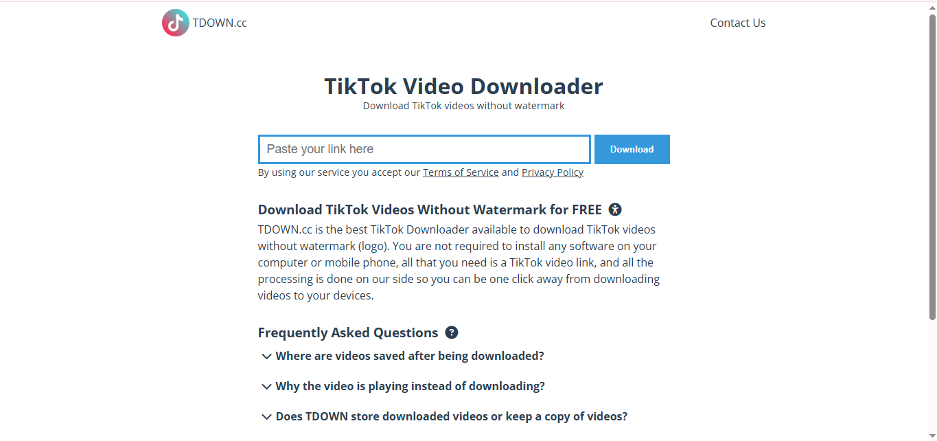 La interfaz de TDown - un eficiente capturador de miniaturas de TikTok