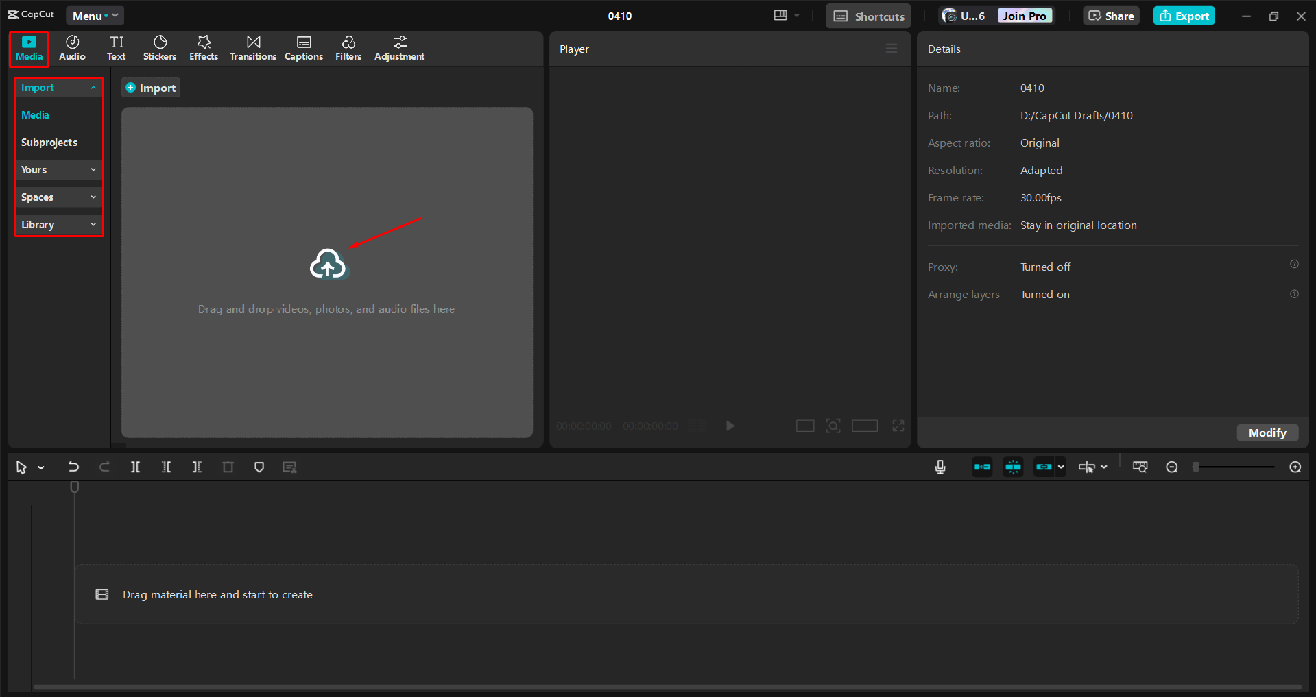 Pag-import ng video sa CapCut desktop video editor