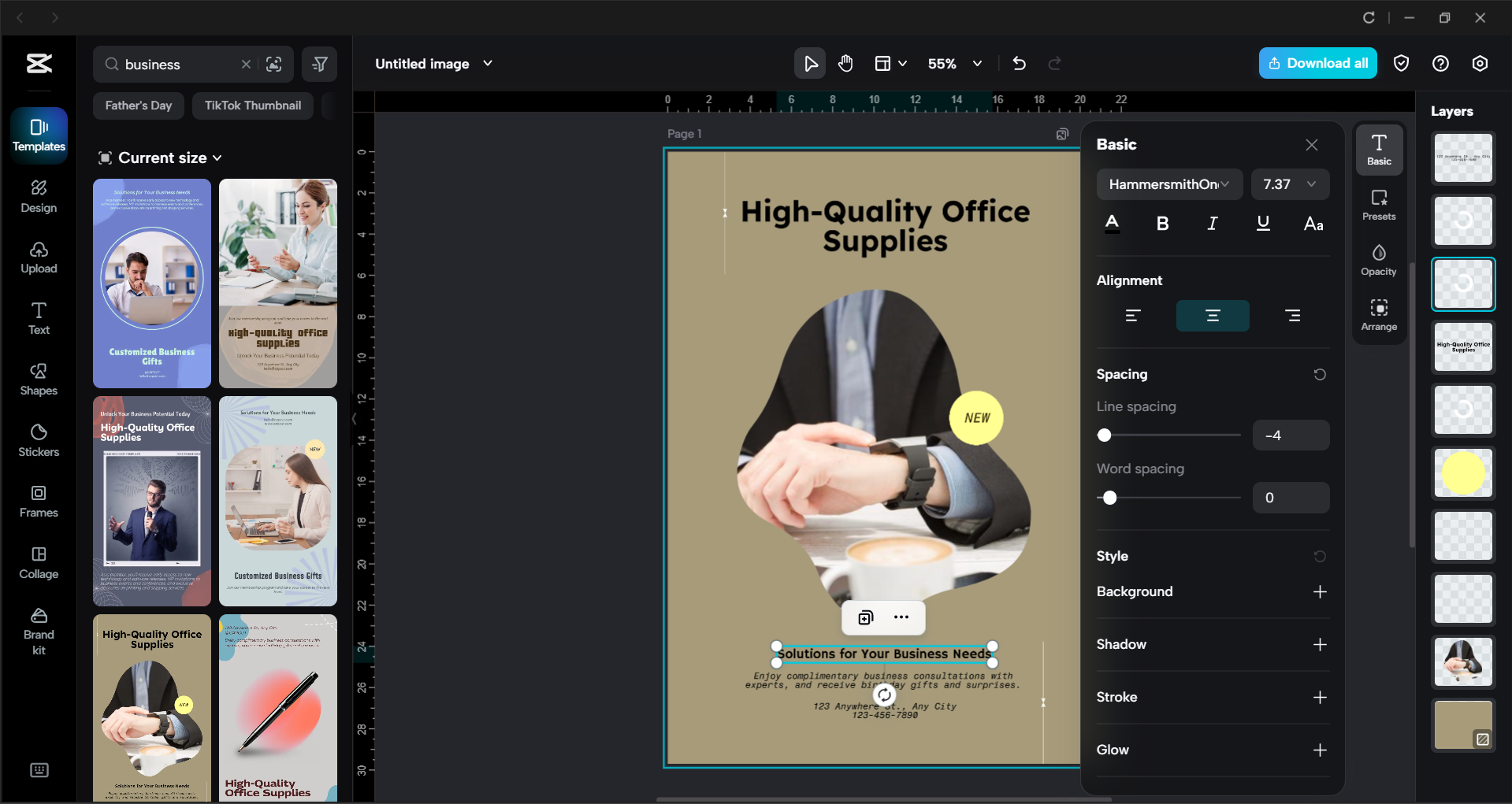 Interface of the CapCut desktop video editor - a useful tool to create business flyers