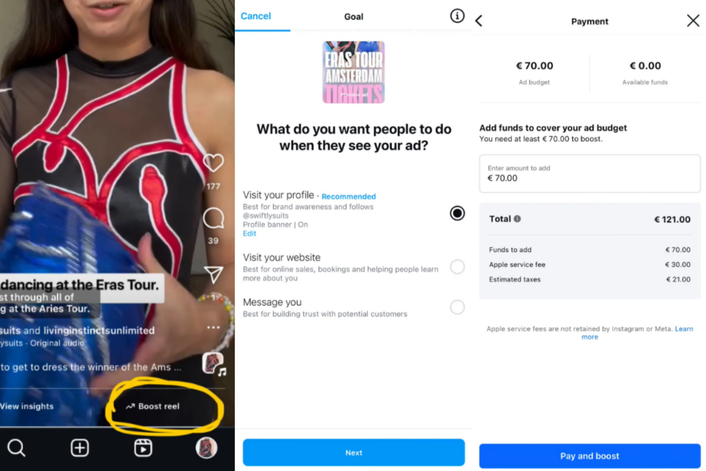 Montrant comment faire des promotions payantes sur Instagram avec une fonctionnalité intégrée