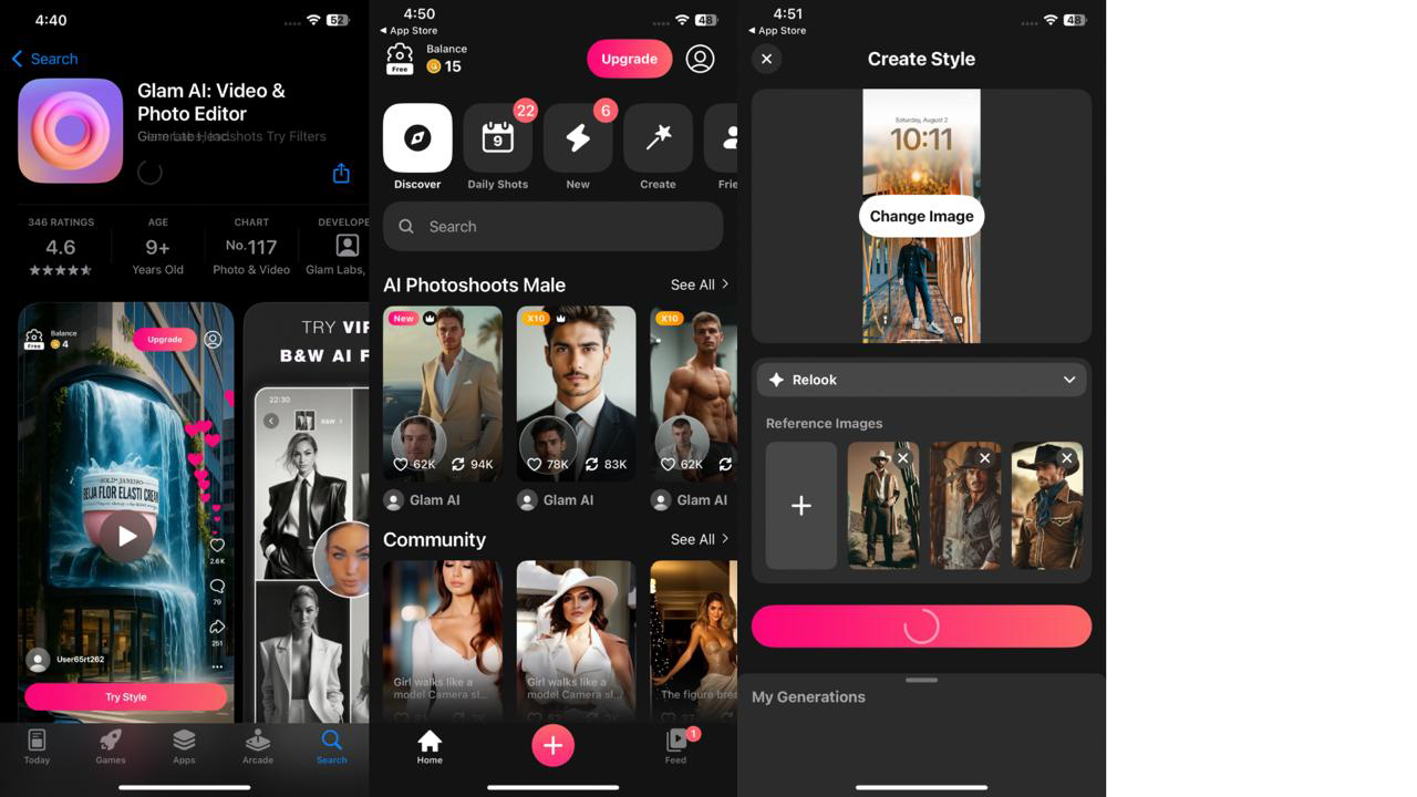 Showing how to use the Glam AI app