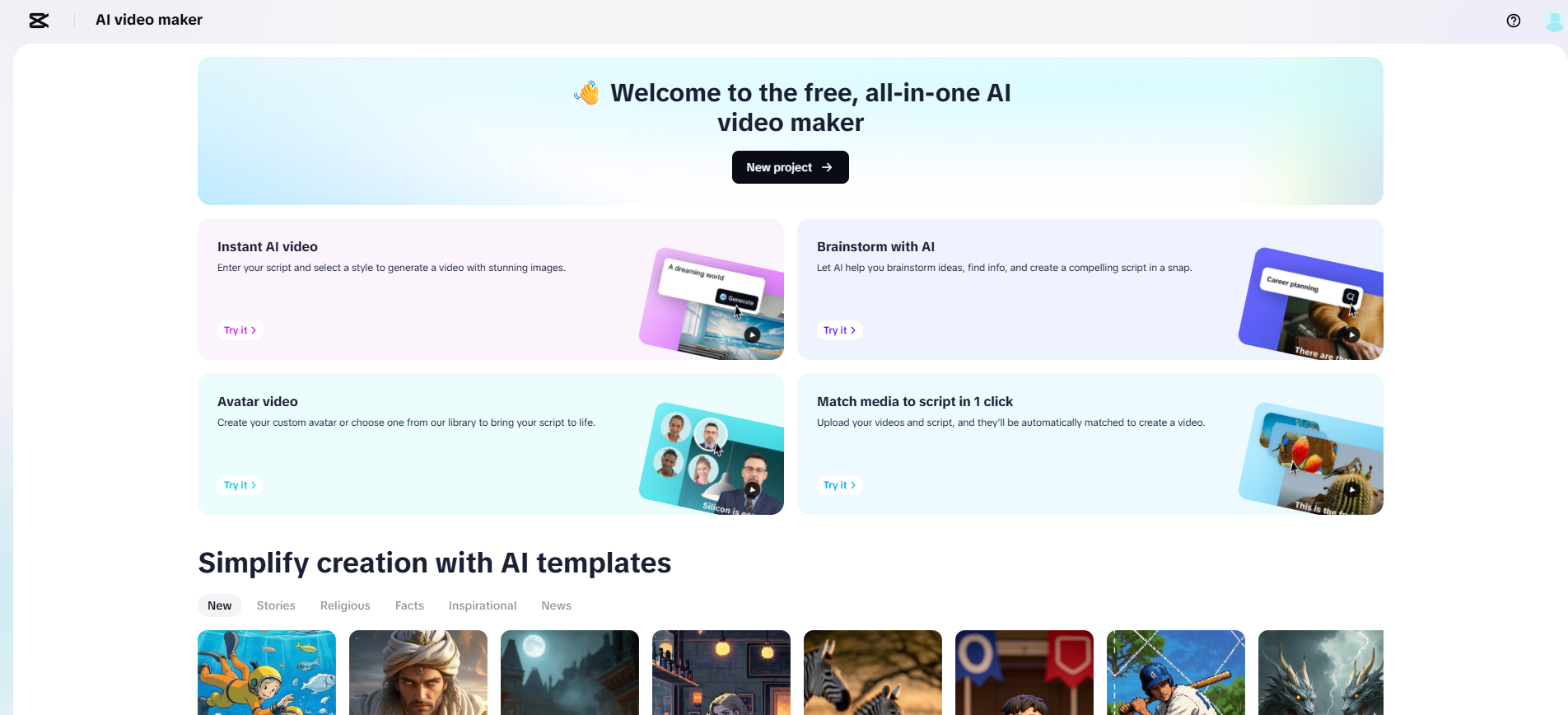CapCut Web free AI video maker