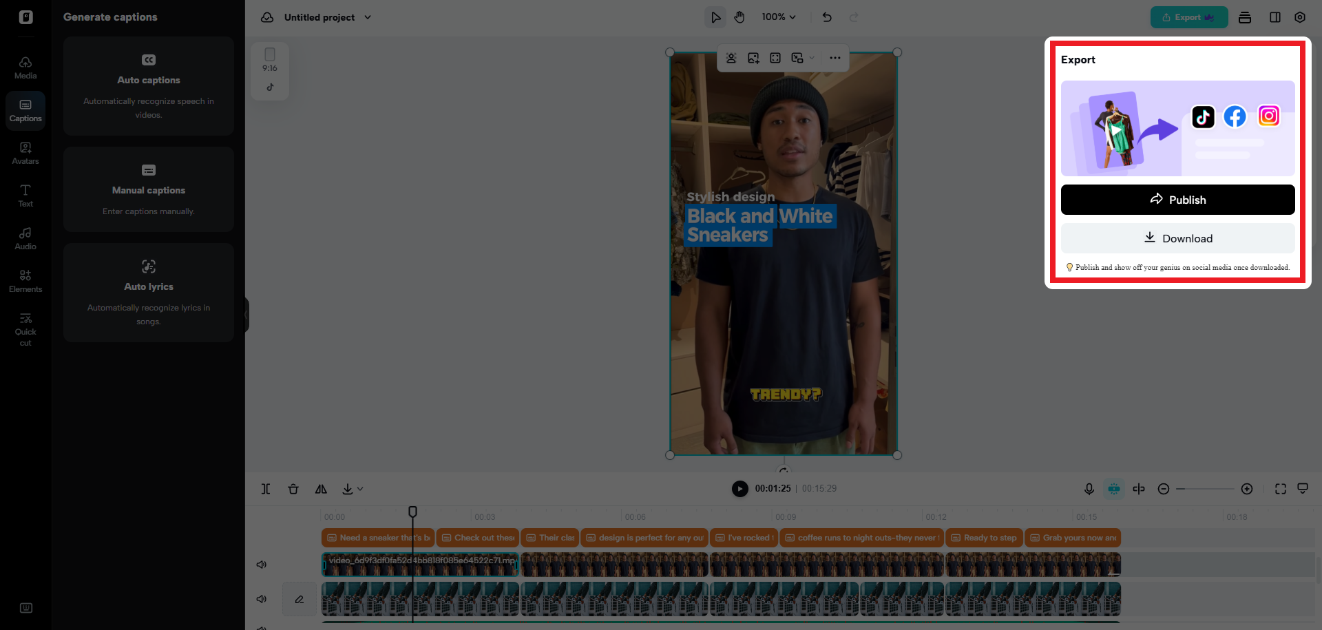 Export and publish