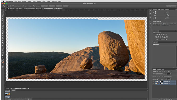 Zeigt, wie man Bilder in Photoshop mit der Funktion Photomerge zusammenfügt
